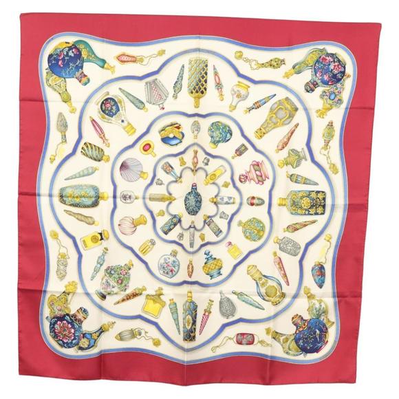 HERMES Carre 90 Scarf ""Qu'importe le Flacon"" Silk White Auth BA4793 - Picture 1 of 12